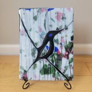 Glass Bird Art w/ Stand